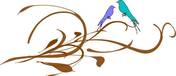 Love Birds On A Branch2 Clip Art At Clker - Love Birds On A Branch2 Clip Art At Clker (600x261)