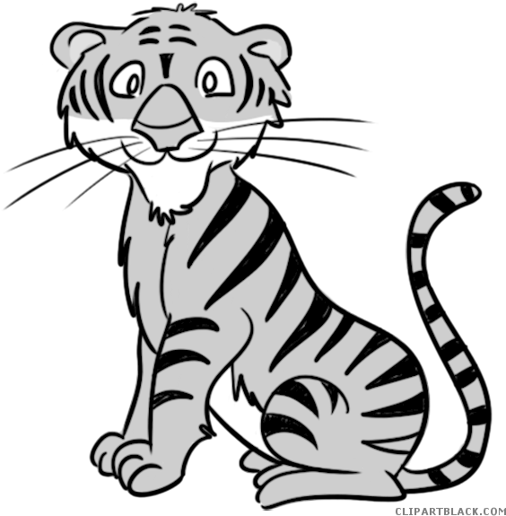 Bengal Tiger Animal Free Black White Clipart Images - Tiger Clipart (600x602)