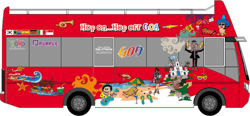 Bus Clipart Beach - Ho Ho Bus Goa (509x236)