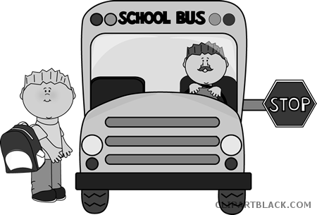 School Bus Transportation Free Black White Clipart - Thank You Bus Driver (450x305)