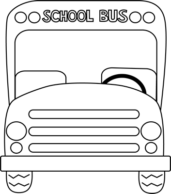 School Bus Front Black And White Clip Art - Front Of School Bus Clip Art (353x400)