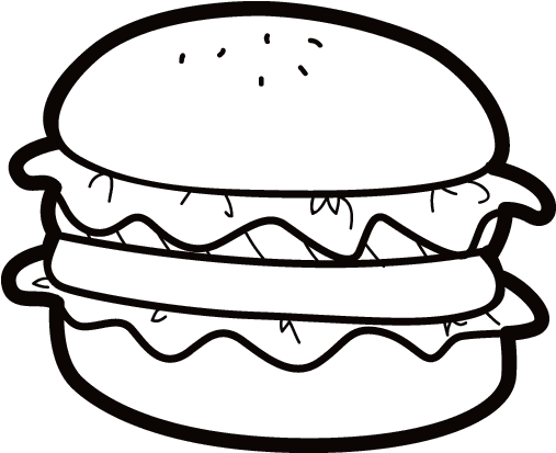 Hamburger Drawing Junk Food Fast Food - Hamburger Coloring (600x470)