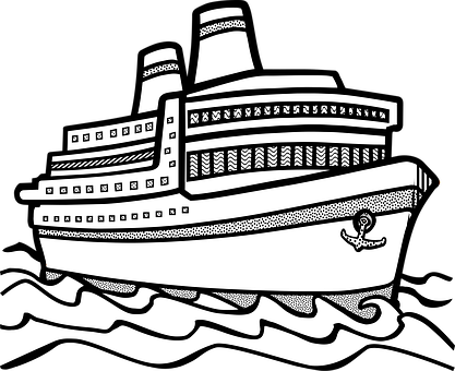 Water Transportation Clipart Black And White - Ship Clipart Black And White (417x340)