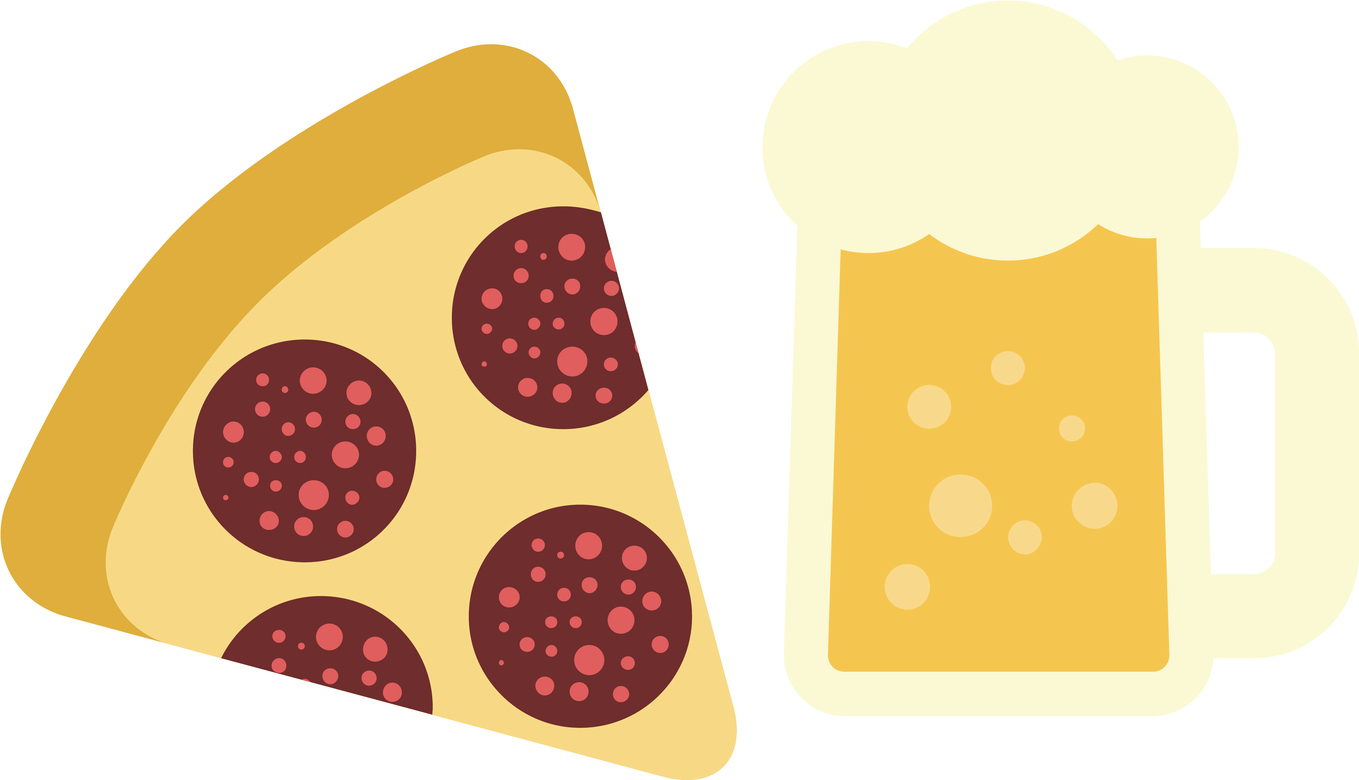 Beer Pizza Fast Food Hamburger - Cartoon Pizza And Beer (5100x2950)