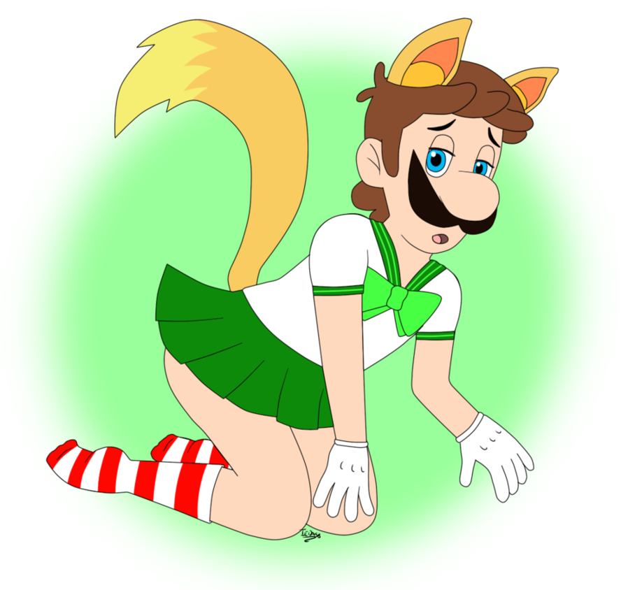 Luigi School Girl And Kitsune By Iedasb - Cartoon (924x864)