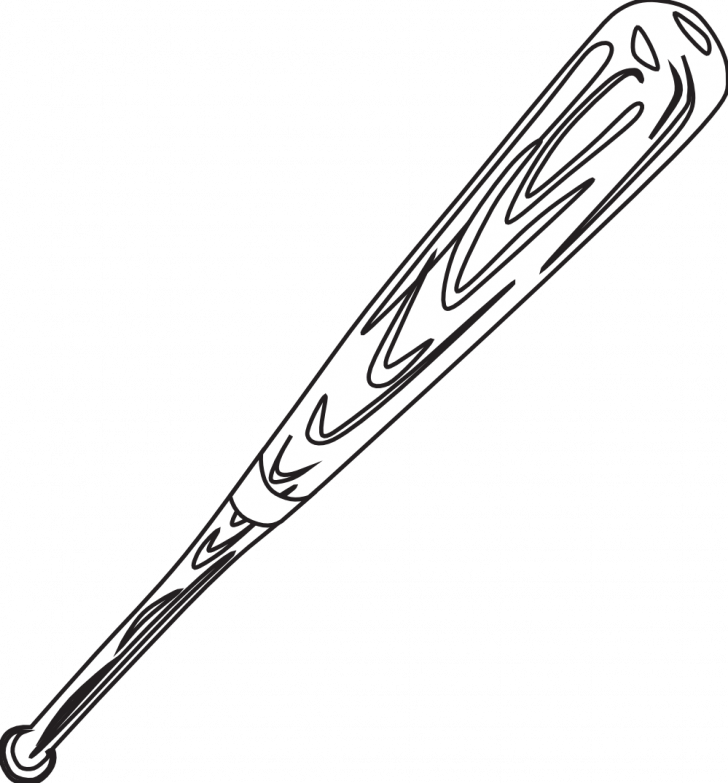 Baseball Bat Coloring Pages Black And White Printable - Coloring Page Baseball Bat (728x783)
