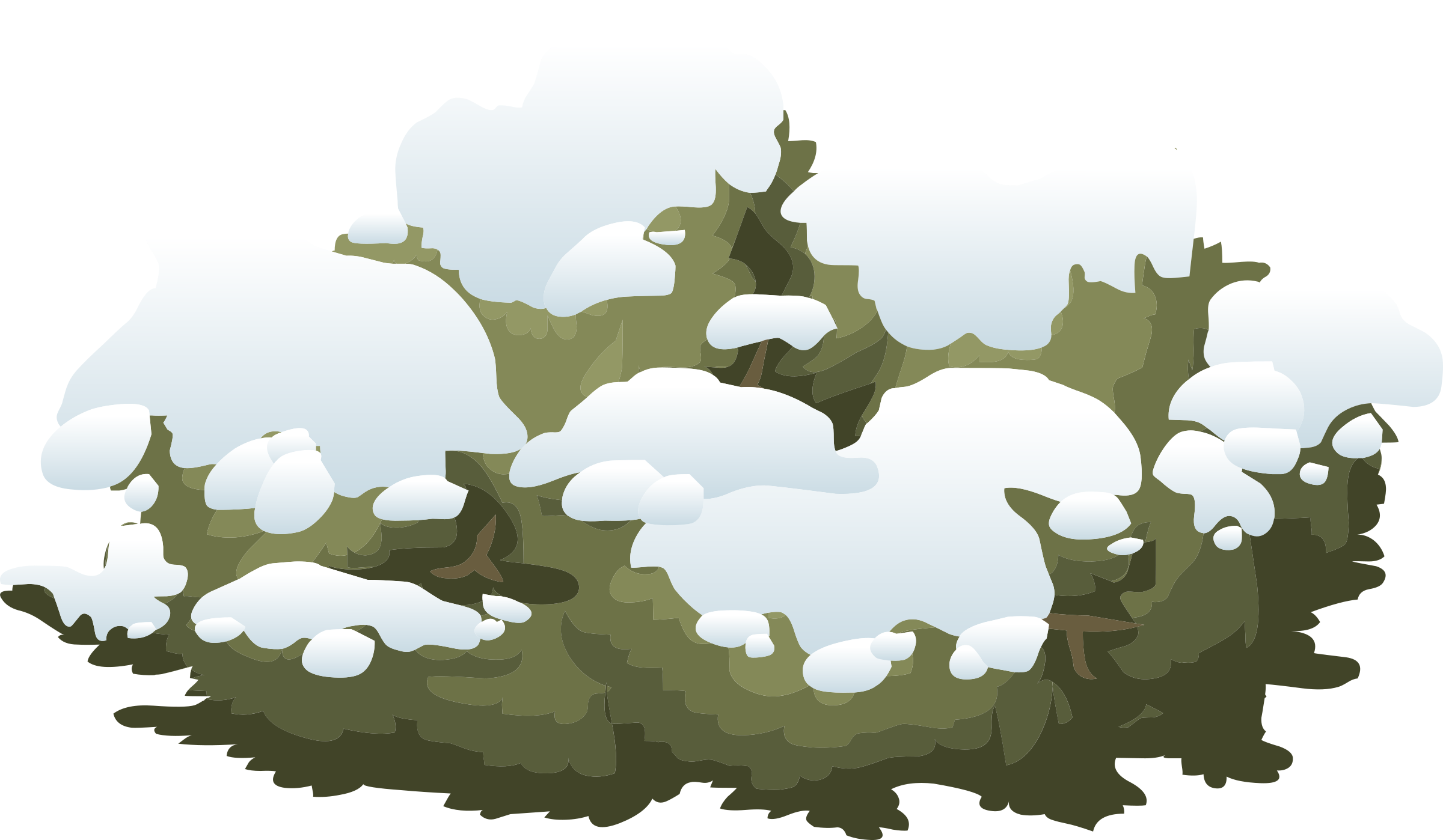 Bush With Snow Clipart (2400x1398)