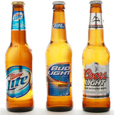 Bud Light Beer Bottle Clip Art Clipart Free Download - Miller Lite Vs Bud Light Vs Coors Light (386x403)