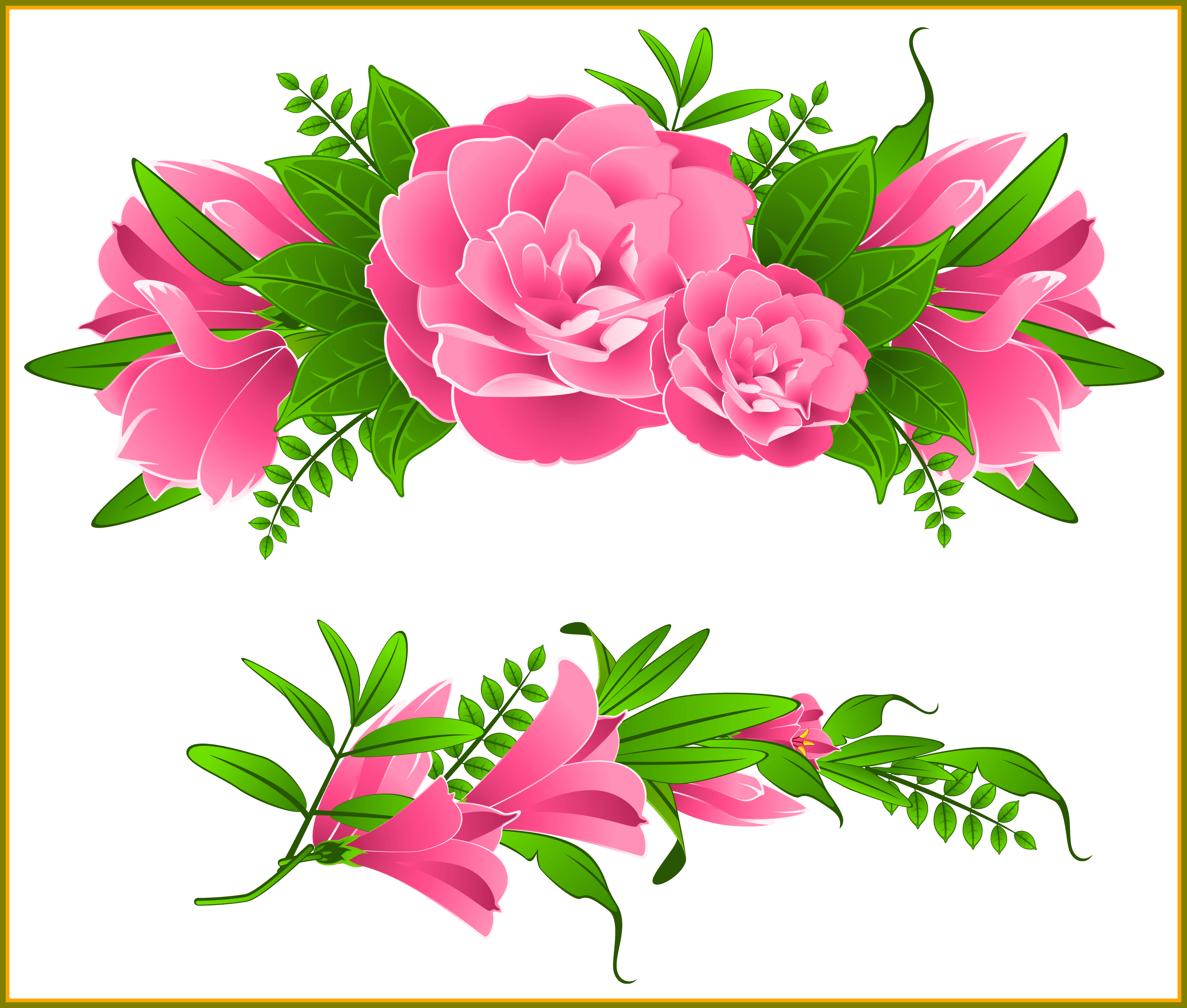 Rose Flower Rose Flower Border Design The Best Png - Flowers Clip Art Border Png (3178x2699)