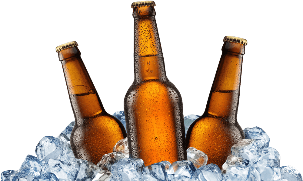 Old Stump Beer Bottles On Ice - Beer Bottles Ice (1000x596)