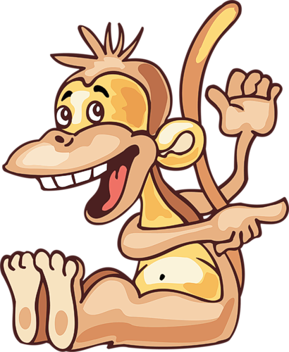 Funny Monkeys - Прозрачном Фоне Обезьянка Анимация (410x500)