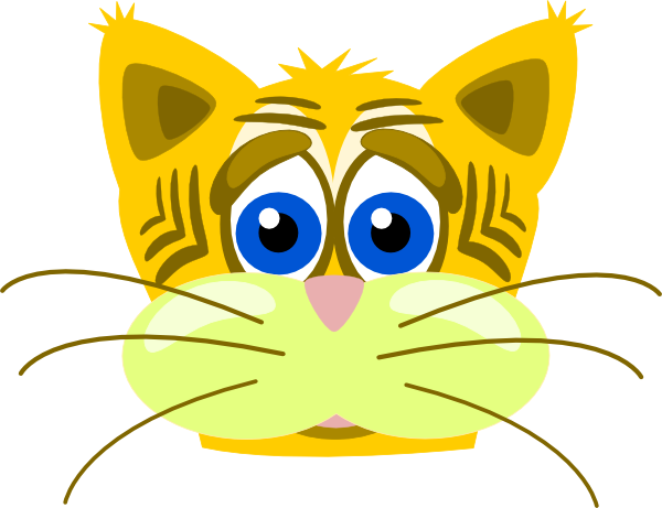 Baby Tiger Face Clip Art - Yellow Cat Shower Curtain (1000x768)