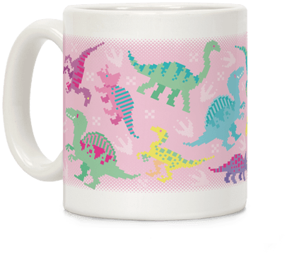 Cute Pastel Pixel Dinosaurs Coffee Mug - Beer Stein (484x484)