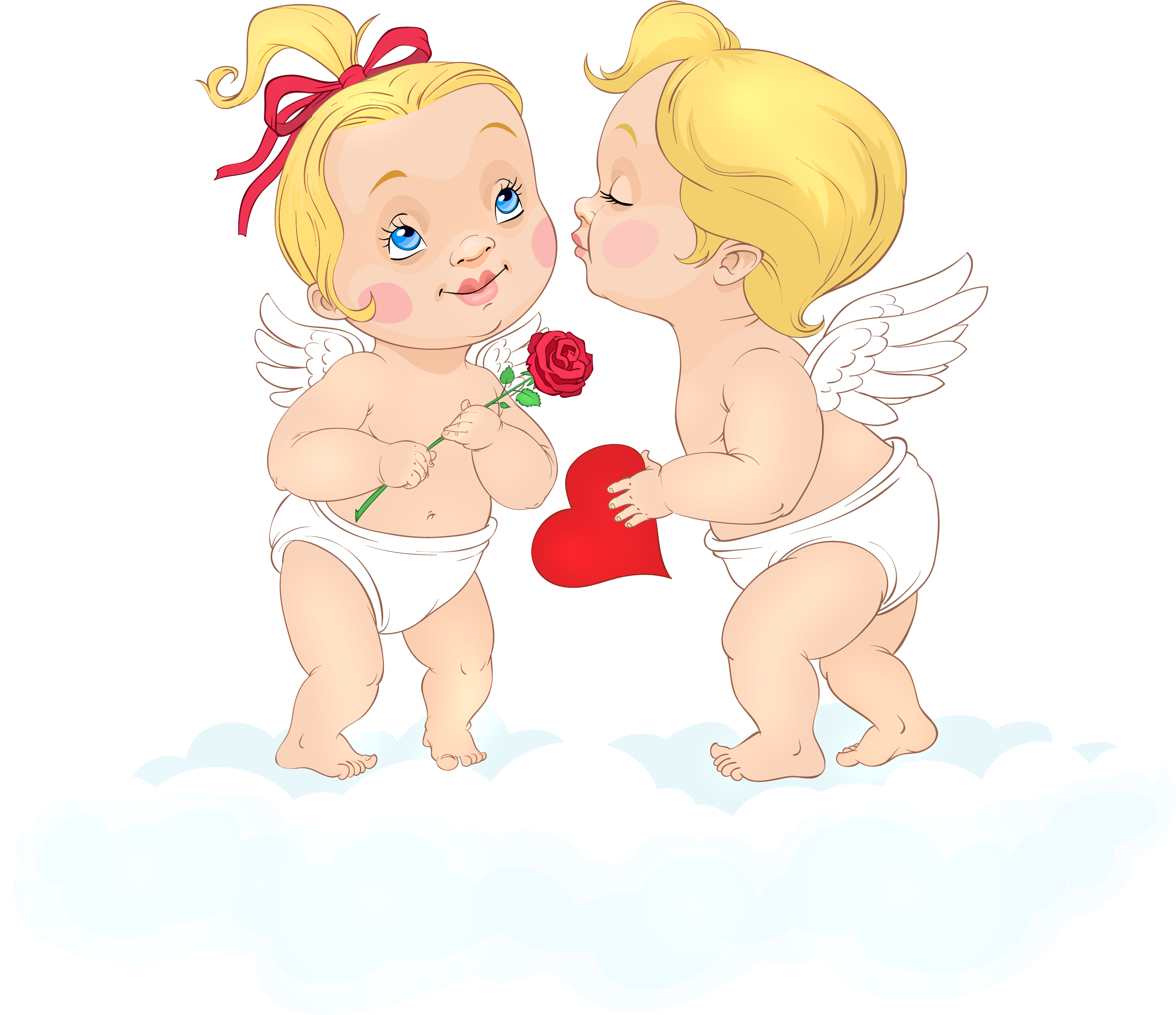 Cupids On Clouds Clipart - Cute Cupid Clipart (2577x2231)