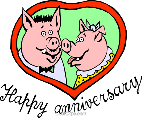 Happy Anniversary Pigs - Happy Anniversary Clip Art (480x402)