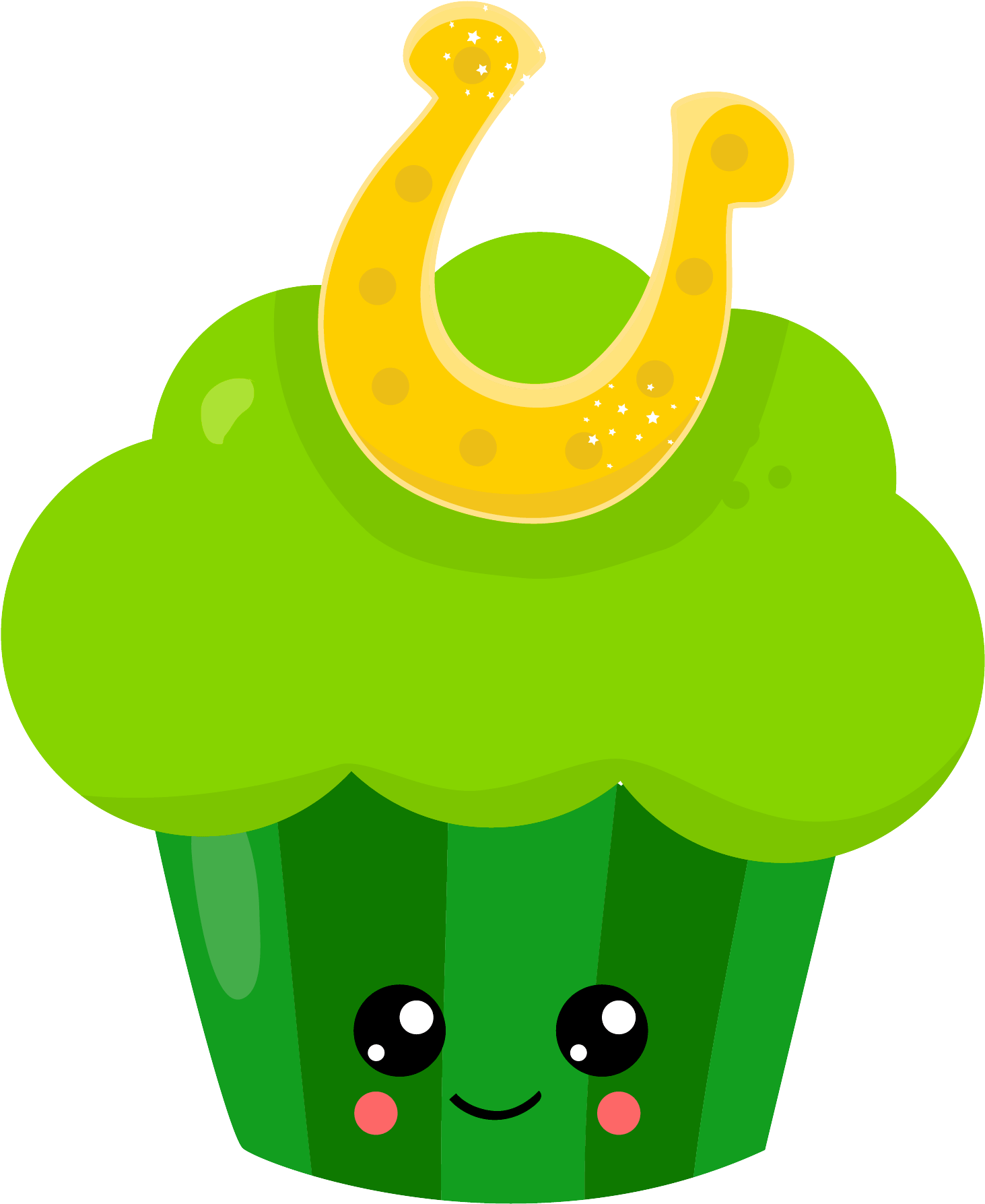 Lucky Horseshoe Cupcake Kawaii - Saint Patrick (1786x1786)