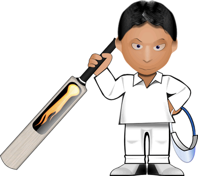 Vector Clipart Files Of This Cricket Player - Cartoon Cricket Game (400x355)