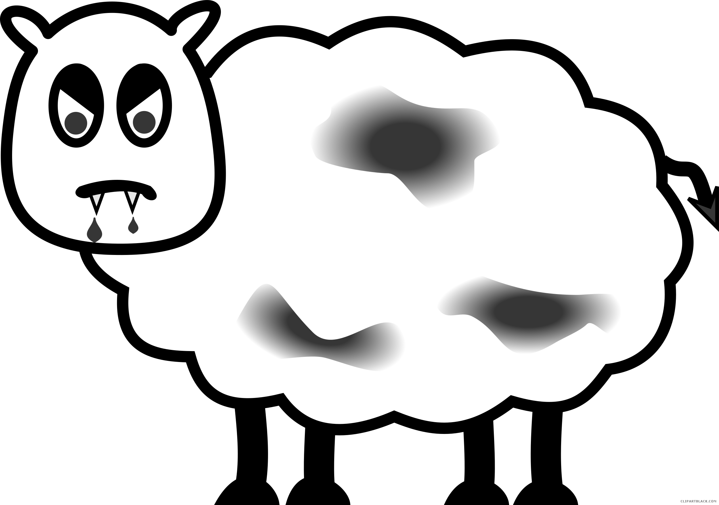 Sheep High Quality Animal Free Black White Clipart - Sheep (2500x1755)