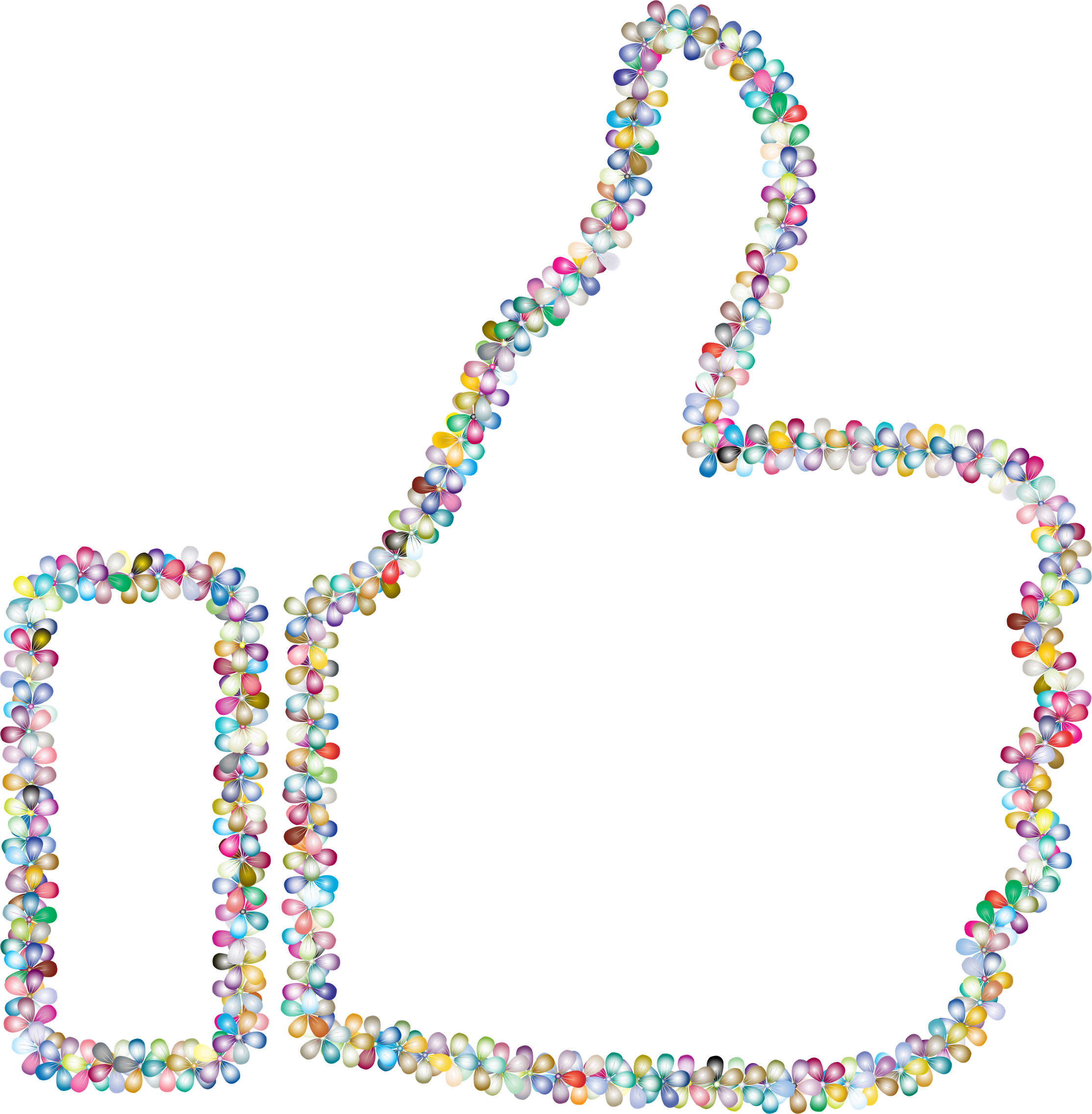 Floral Thumbs Up Outline 2 - Thumb Signal (2228x2272)