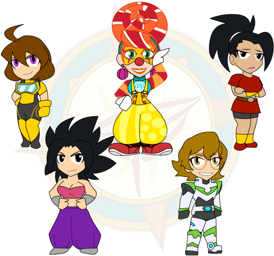 A Line Up Of Fighting Girls By Dragon-fangx - Chibi (951x840)