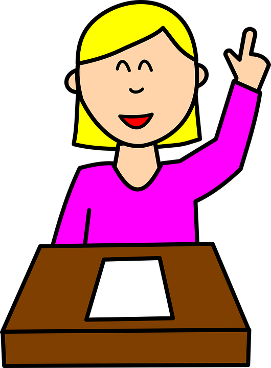 School Girl Cartoon 22, Buy Clip Art - Raise Your Hand Outline (530x720)