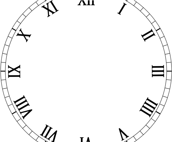 Blank Clock Clipart - Clock Face Roman Numerals (640x480)