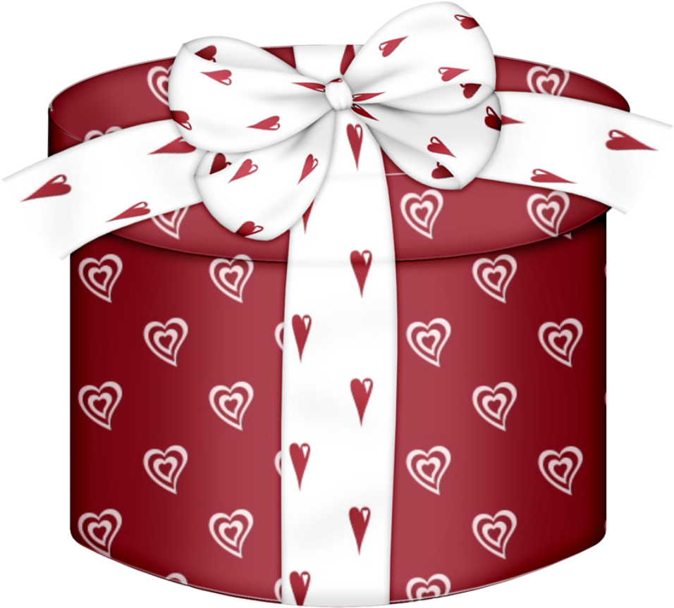 Red Heart Round Gift Box Png Clipart - Gift (1024x932)