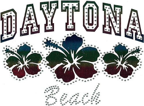 Daytona Beach With Hibiscus - Lv Latvija/latvia Ice Hockey Sticker (rectangle) (500x484)