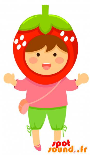 Mascot Kid With A Giant Red Strawberry On The Head - Goody-kun New Spotsound Masot Yuru-chara Green Tree (600x600)