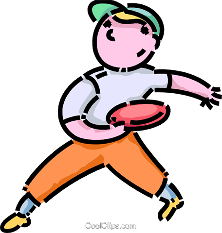 Boy Playing Frisbee Royalty Free Vector Clip Art Illustration - Frisbee (456x480)
