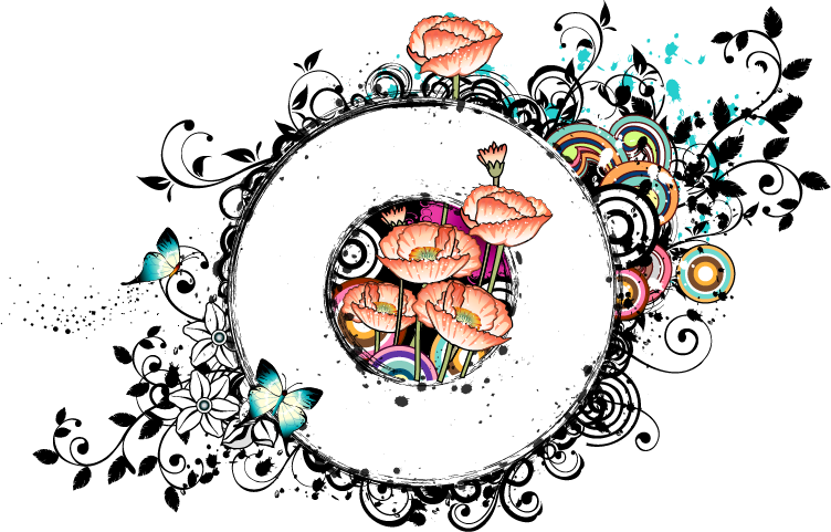 卡通手绘春天标题圆形边框 - Poster: Inc.'s Yellow Spring Flowers With Design Element, (752x481)