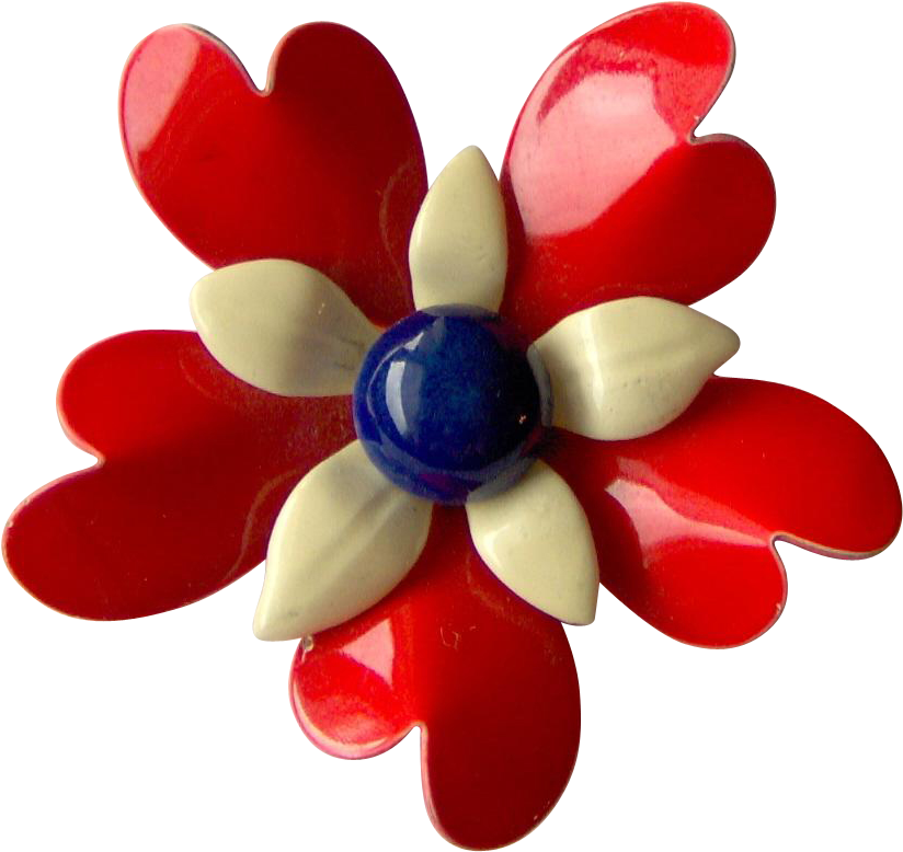 Red White And Blue Enamel Flower Brooch - Artificial Flower (823x823)