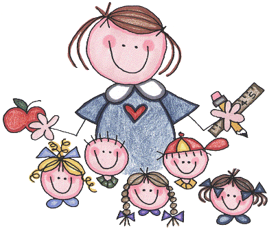 Preschool Clip Art Free For Teachers - Teacher And Students Clip Art (392x334)