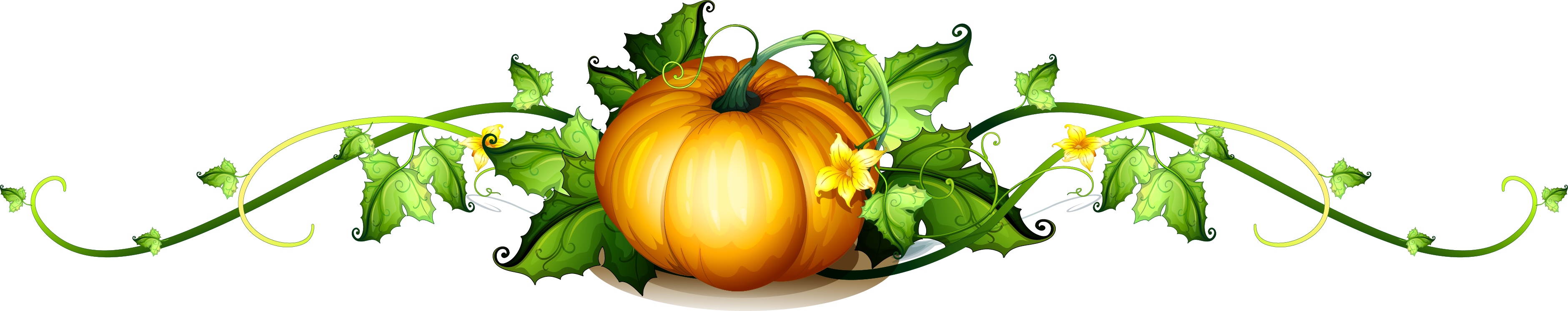 Pumpkin Vine Royalty-free Clip Art - Pumpkin Vine (3762x746)
