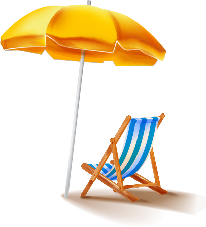 Beach Umbrella And Chair - Beach Side Chair Png (409x452)