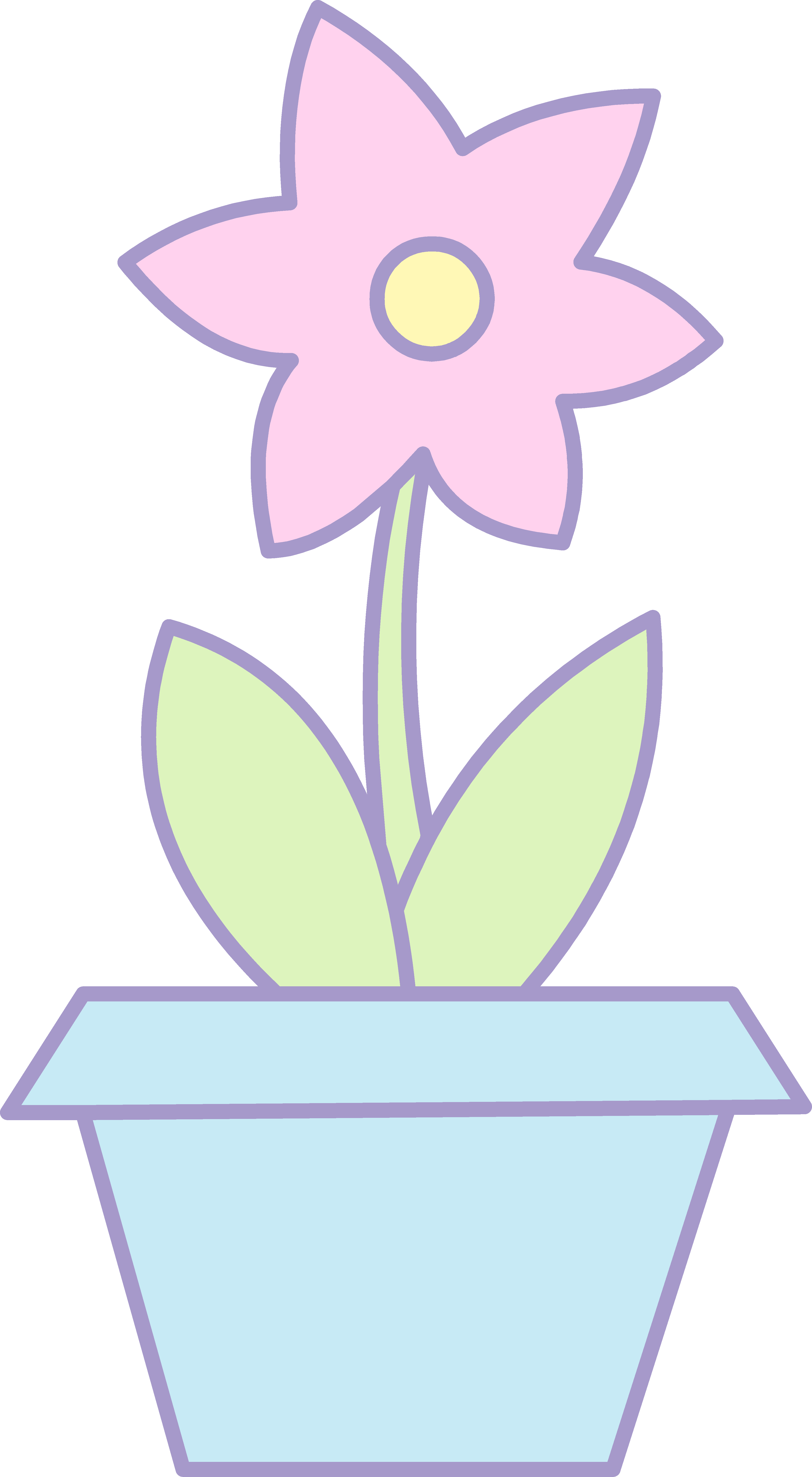 Flower Pot Clipart - Clip Art Cute Flower In Pots (3809x6929)