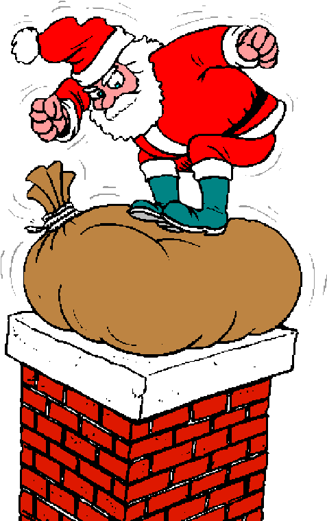 Par Kiri99 Dans Tubes Père Noël Le 7 Novembre 2012 - Santa Stuck In Chimney Gif (490x791)