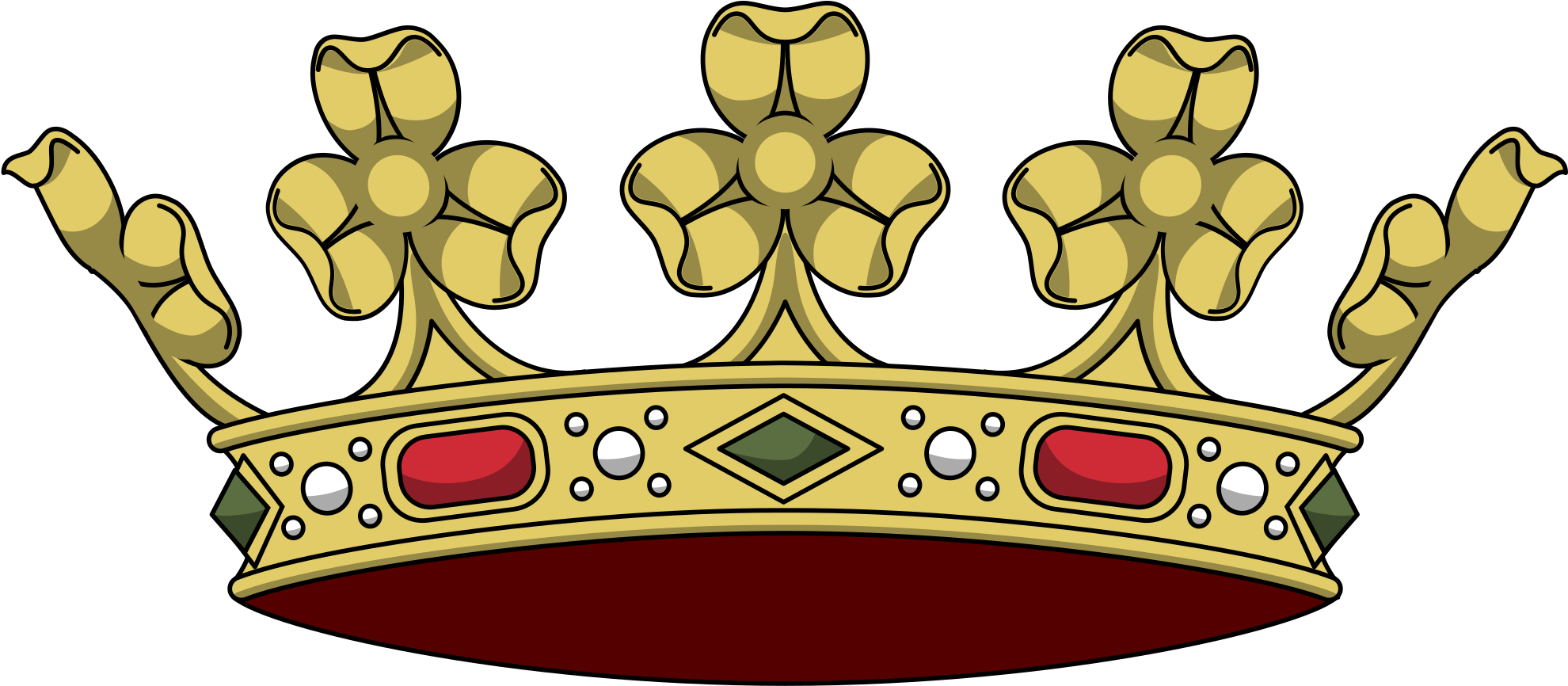 Cartoon Crown 8, Buy Clip Art - Corona Araldica Wikimedia Commons (2000x866)