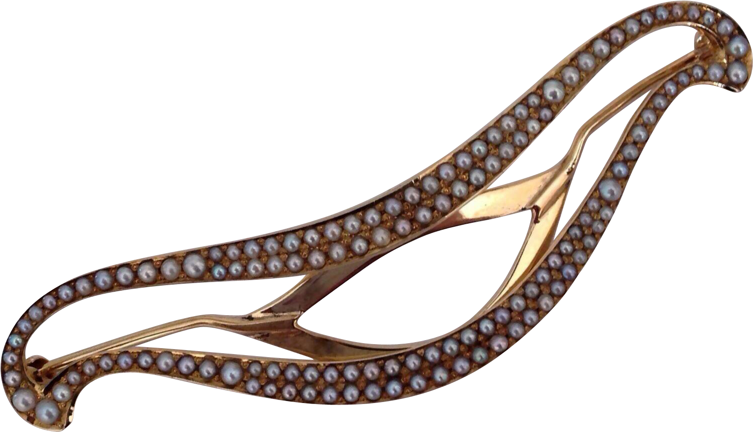 Antique Barrette 14k Gold Pearl Art Nouveau Edwardian - Body Jewelry (1506x1506)