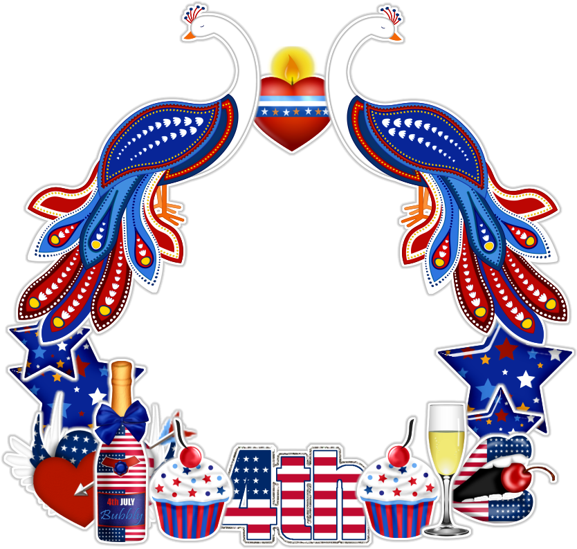 Happy 4th July Cluster Frame - Independence Day (852x817)