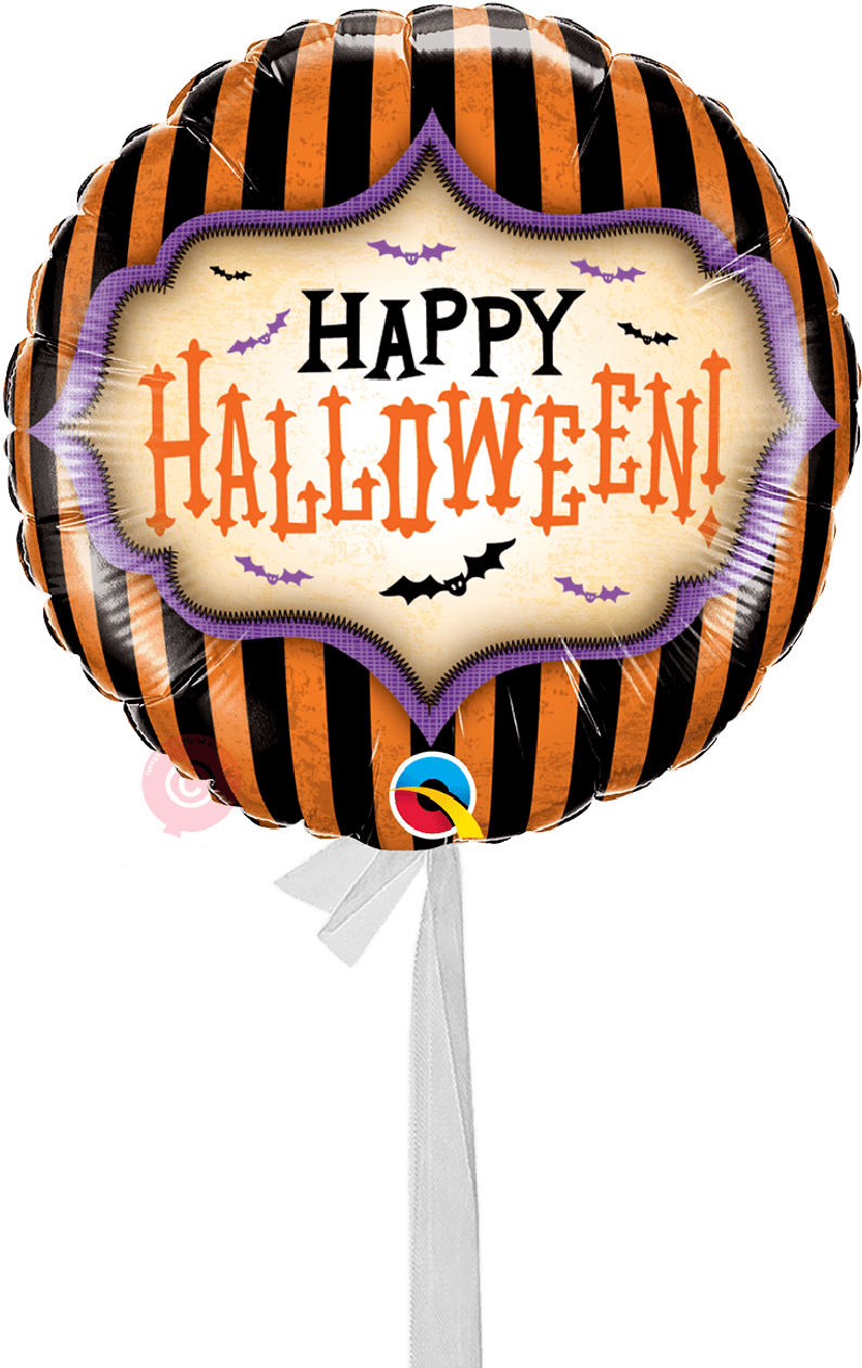 Happy Halloween Spooky Bats-single Balloons - Halloween Stripes 18 Inch Foil Balloon (1017x1297)