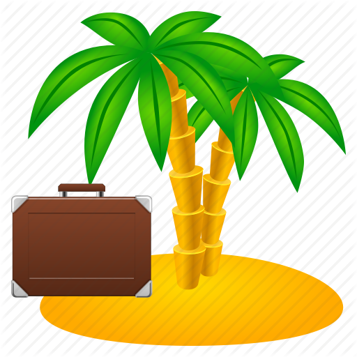 Vacation Clipart Palm Tree Beach - Sea Beach Icon Png (512x512)