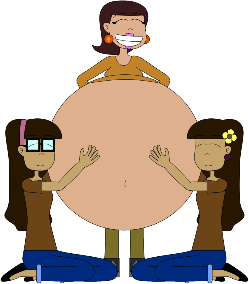 Belinda And Emily Hug Anna's Belly By Angry-signs - Hug (836x955)