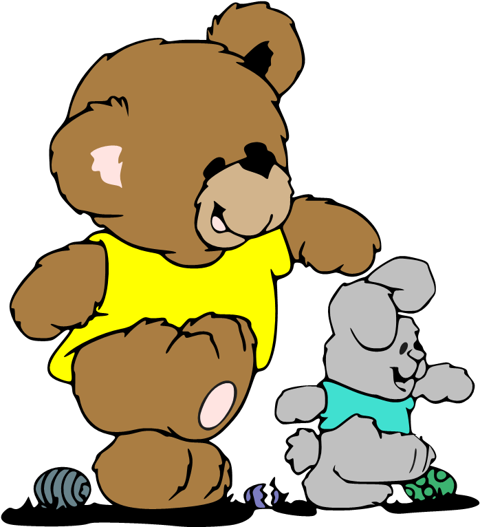 Bear And Bunny - Cartoon (719x788)