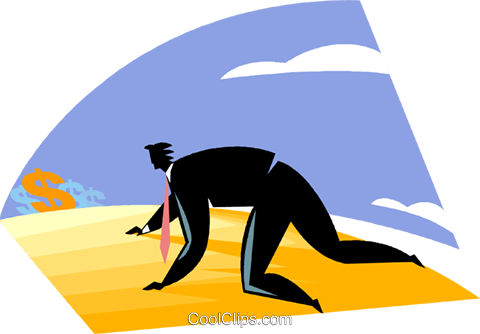 Businessman Crawling Through The Desert Royalty Free - Crawling (480x334)