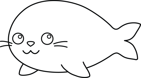 Baby Seal Line Art - Sea Lion Clipart (550x306)