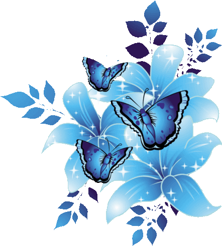 Wallpaper Kupu Kupu - Blue Flower Border Design (452x500)