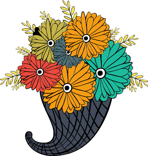 Thanksgiving Clip Art Flower Basket - Thanksgiving Flowers Png (600x630)