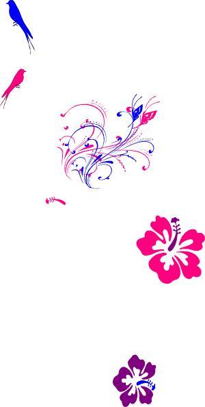 Butterfly Scroll Blue Pink Clip Art - Clip Art (300x594)