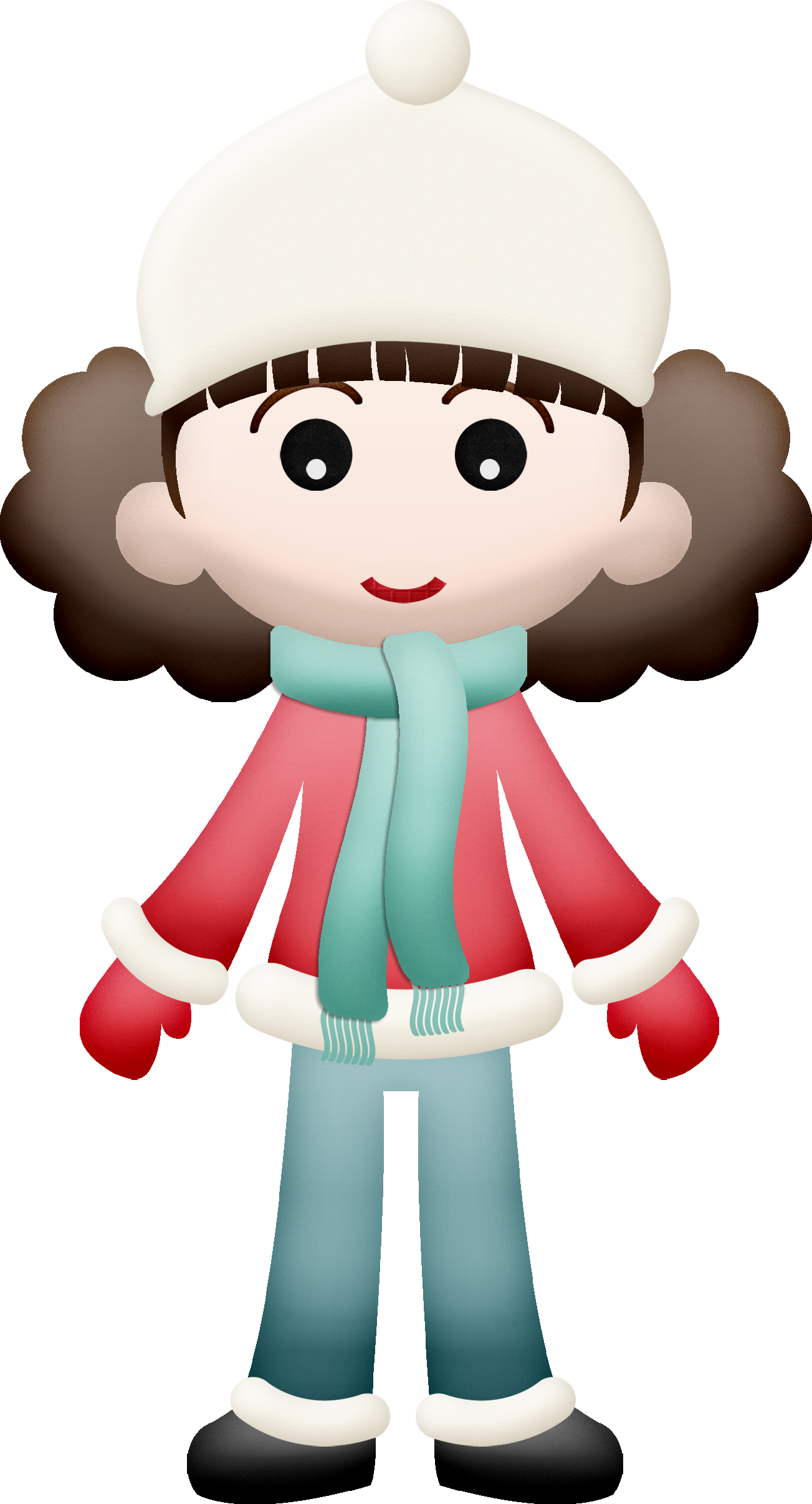 Winter Little Girl Clip Art - Winter Girls Clipart (1303x2412)